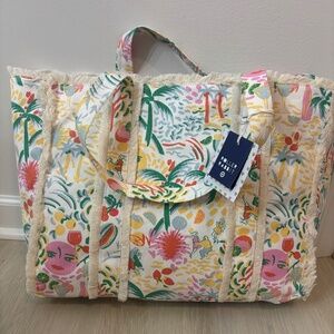 *NWT* Roller Rabbit x Target Vacation Fringe Canvas Tote Bag – Yellow/Green